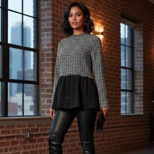 Boohoo Tweed Twofer Top